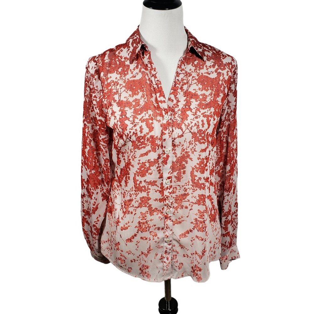 The Limited Women's size Small Red and White Long Sleeve Blouse